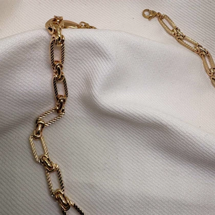 گردنبند زنجیری ژوپینگ زنانه طرح بیضی طلایی | مدل ترند و براق