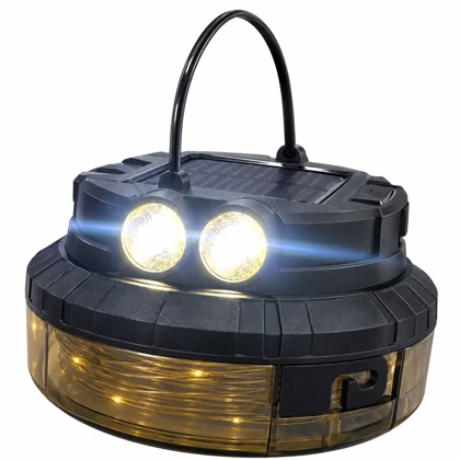 چراغ کمپینگ خورشیدی ریسه ای مدل 8258 با ریسه LED به طول 20 متر