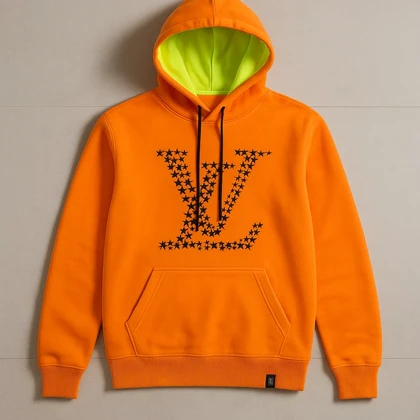 هودی نارنجی LV مردانه پارچه نخ پنبه سه نخ اعلا