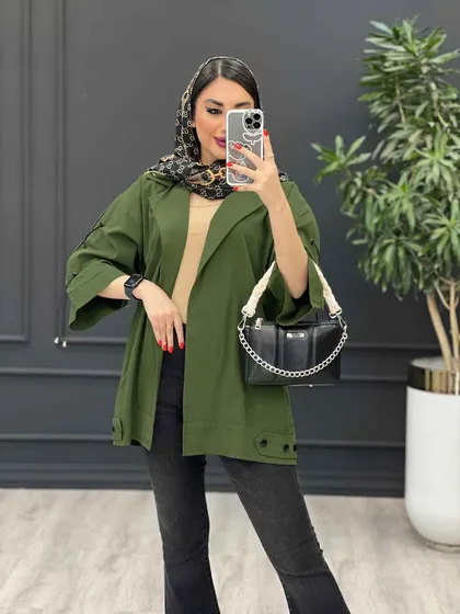 مانتو لینن بغل پاگن آستین ضربدری