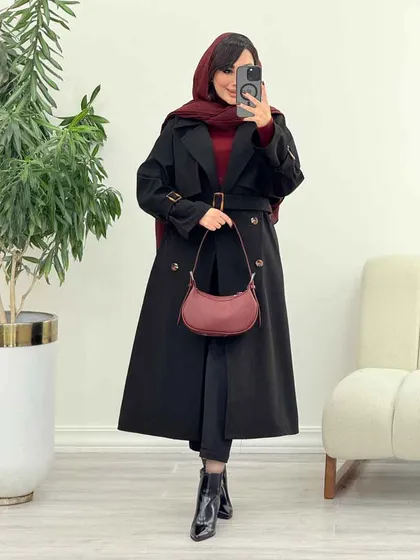 بارانی بلند چهاردکمه ترلان