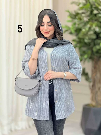 شومیز آستین پاکتی طرح دار