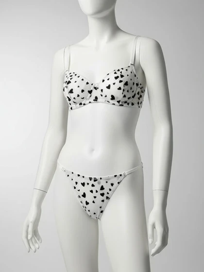 ست شورت و سوتین فنردار تور طرح قلب