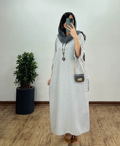 مانتو کفتان بلند لینن الناز 6 کد 2565