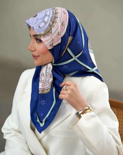 روسری LV ابریشم دور دست دوز (قواره 90) 30143