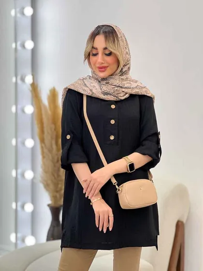 مانتو جلو بسته بغل چهار دکمه