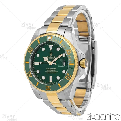 ساعت رولکس سابمارینر مردانه طلایی نقره ای صفحه سبز 107060