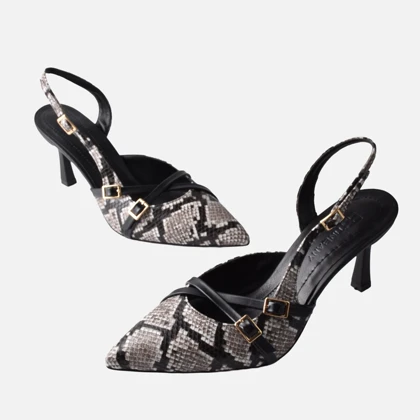 کفش مجلسی زنانه طرح پوست‌ماری Vipera Elegante صندل اسلینگ‌بک تین‌بانی