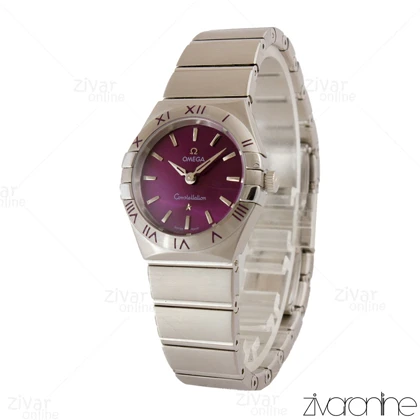 ساعت امگا کانسلیشن زنانه نقره ای ایندکس خطی صفحه بنفش 105165