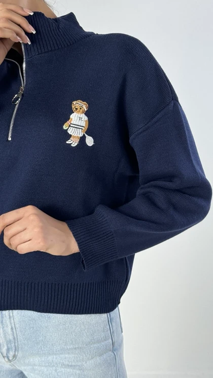 بلوز بافت نیم زیپ TEDDY کد 1500222