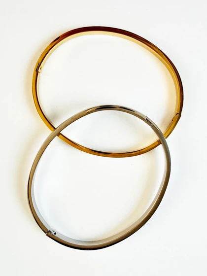 بنگل زنانه استیل آینه ای بیضی