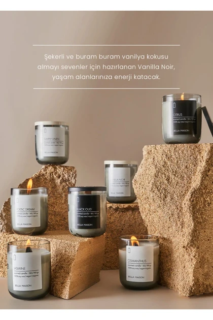 شمع Bella Maison مدل Vanilla Noir موم سویا - ذغالی