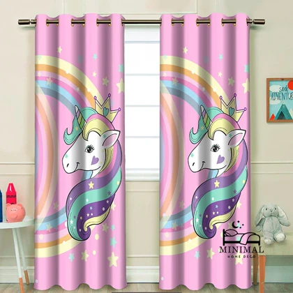 پرده کودک طرح اسب تک شاخ مدل W4642