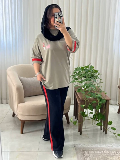 ست تیشرت شلوار اسپرت دخترانه و زنانه راحتی کد 593