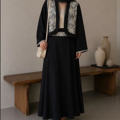 ست کت ودامن سنتی رنگ مشکی