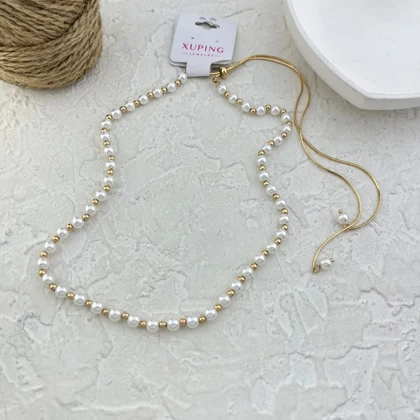 گردنبند زنانه ژوپینگ مدل نیکا طرح مروارید با فینیش طلایی