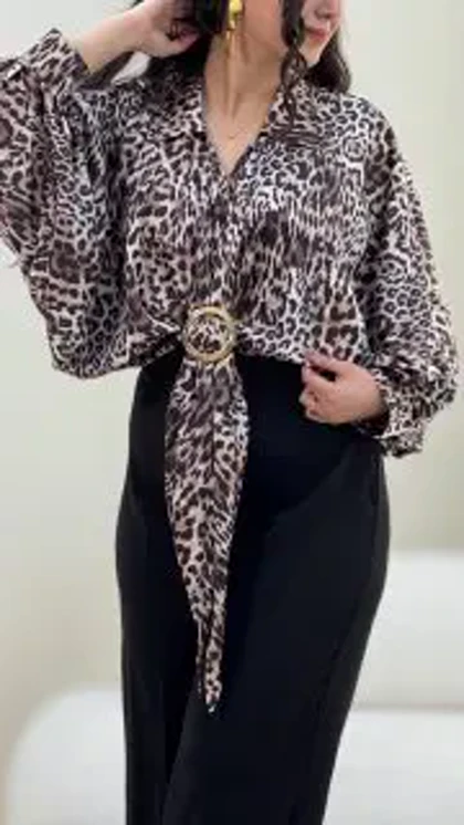 شومیز گره‌ای پلنگی