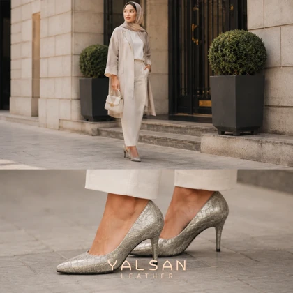 کفش پاشنه‌دار زنانه چرم یلسان مدل اوپال کد 681-MNL