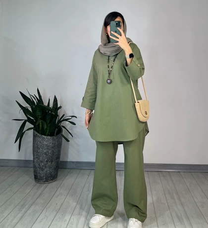 ست مانتو و شلوار لینن (ایراد دار)