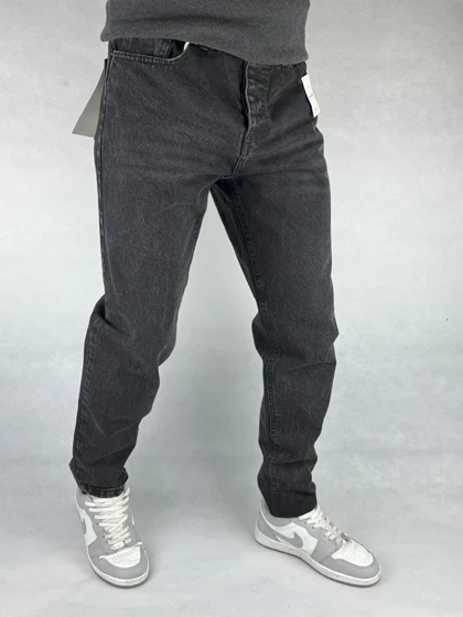 شلوار مام فیت مردانه ذغالی ساده 144