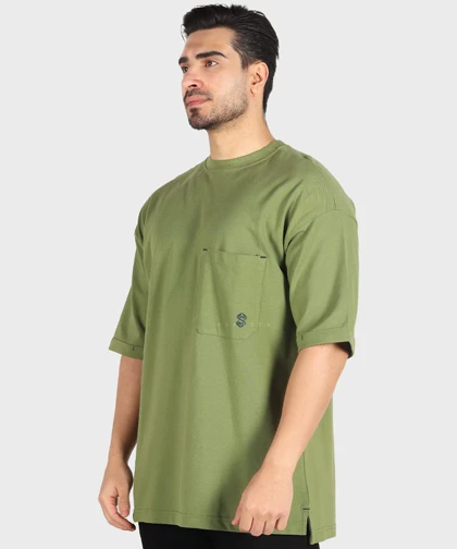 تیشرت باکسی مردانه ساده و تک جیب 1721