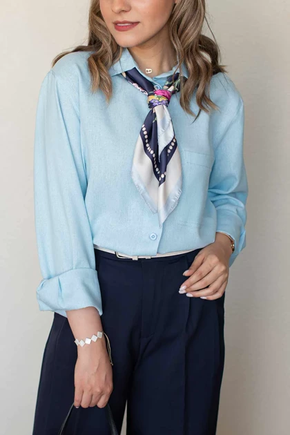 شومیز لینن ایتالیایی رنگین کمان دارکوب پوش