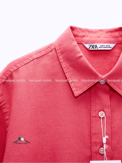 شومیز اورسایز سرخابی قرمز ZARA
