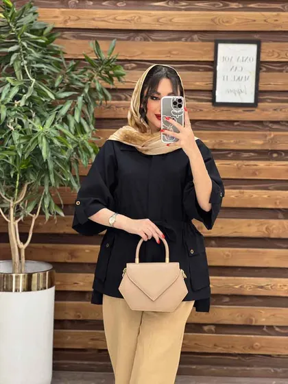 مانتو دکمه مخفی بغل جیب
