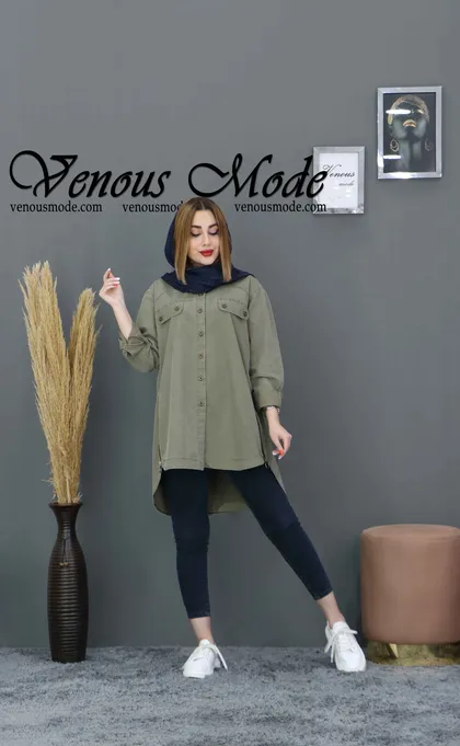 شومیز جین بغل زیپ رنگی