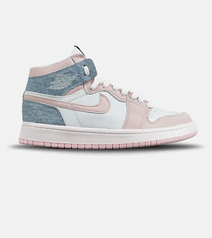 کفش کتانی ساق‌دار زنانه صورتی سفید آبی NIKE jordan 1 مدل 7952