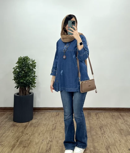 تونیک مانتویی جین قصیده(ایراد دار)