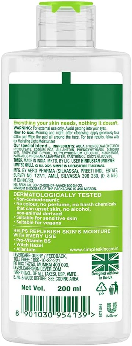 تونر آرامش بخش صورت سیمپل مدل Soothing Facial Toner