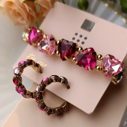 ست دستبند و گوشواره قلبی