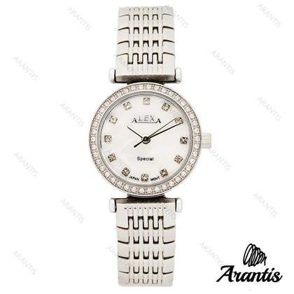 ساعت الکسا 2004z زنانه سیلور صفحه سفید دورنگین w-10121