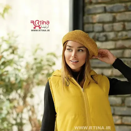 کلاه فرانسوی مخمل درجه یک رنگ زرد خردلی