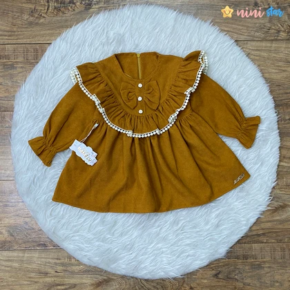 پیراهن دخترانه مخمل ریز 3 تا 8 سال manely