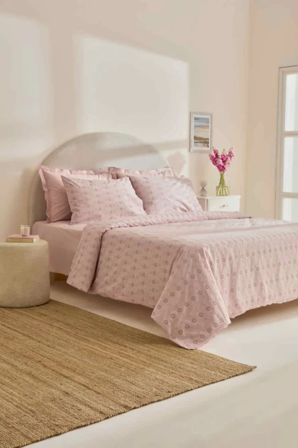 سرویس روتختی دو نفره Karaca Home مدل Vivien پنبه - صورتی پودری