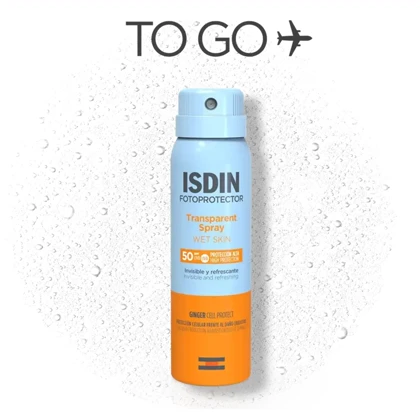 اسپری ضد آفتاب بی رنگ ایزدین ISDIN مدل Wet Skin با SPF50