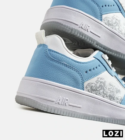 کفش کتانی مردانه سفید طوسی آبی NIKE AirForce Draw