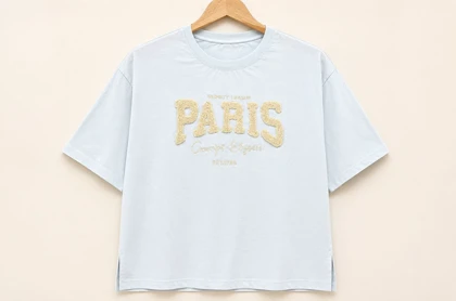 تیشرت باکسی گلدوزی حوله ای PARIS