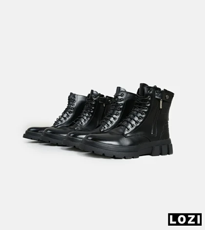 بوت مردانه چرمی مشکی ZARA