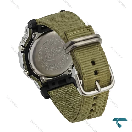 ساعت جی شاک GM-2100 مردانه سیلور بند برزنت سبز Casio-7321-G