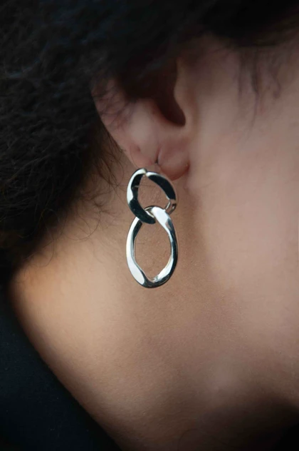 گوشواره زنجیری اویز سیلور