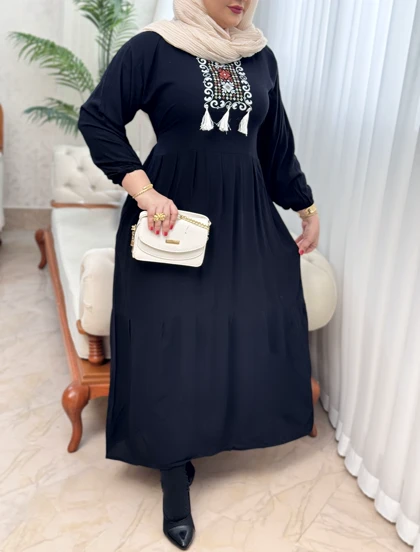 پیراهن نخی بنفشه 3085