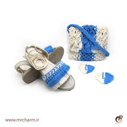 ست صندل و کیف تابستانه بافت زنانه mrc2416-05