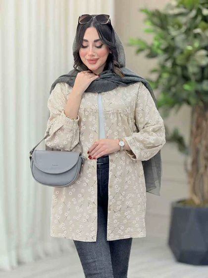 مانتو طرح بابونه آستین پیله