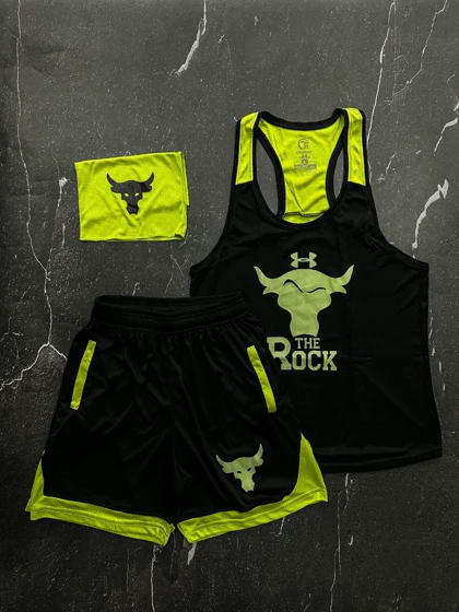 پکیج کد E863 شامل رکابی + شلوارک + اسکارف با تم مشکی فسفری 🔥❤