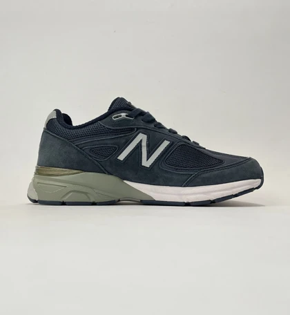 کفش روزمره مردانه نیوبالانس 990 سرمه ای ورژن 4 با رویه چرم کیفیت مستر