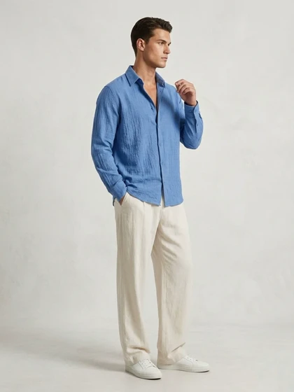 پیراهن کژوال آستین بلند Snazzy - آبی شالی