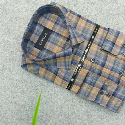 پیراهن چهارخونه استین بلند مردانه _ قواره کلاسیک _استایل رسمی